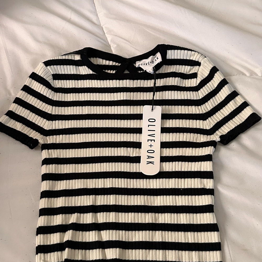 Olive + Oak Black and White Striped Top and bottom